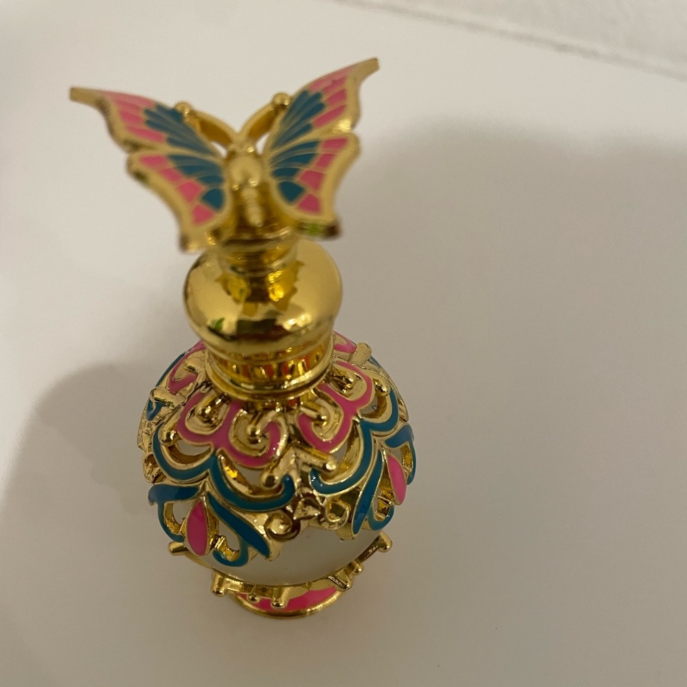 Gold and Pink Butterfly Perfume Bottle